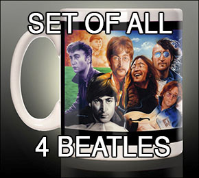 Seven Faces of The Beatles Full Set of 4 Coffee Mugs
